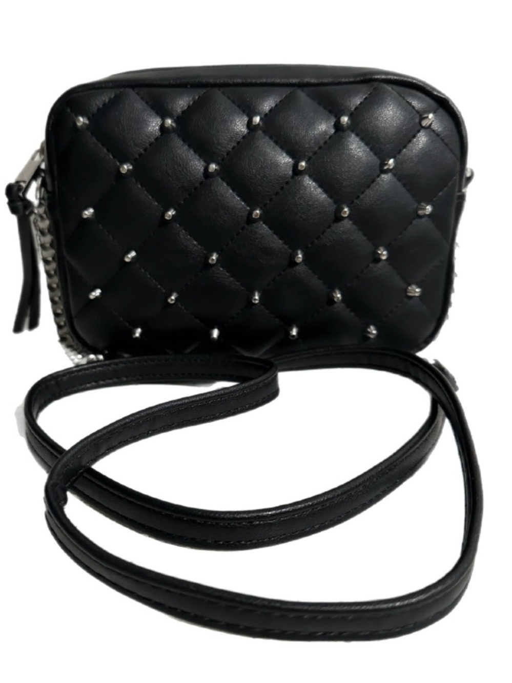 Rebecca Minkoff Black Studded Quilted Crossbody Bag Chain Strap NWT